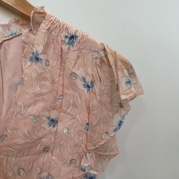 NWT Rebecca Taylor Silk Ruffle V Neck Mini Dress Pastel Pink Floral size S - Picture 8 of 13